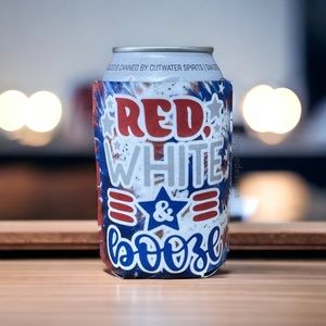 Red, White & Booze Tie Dye Can Cooler Koozie